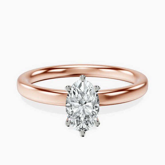 18kt Rose Gold Six Prong Solitaire 2mm Lab Diamond Ring front image
