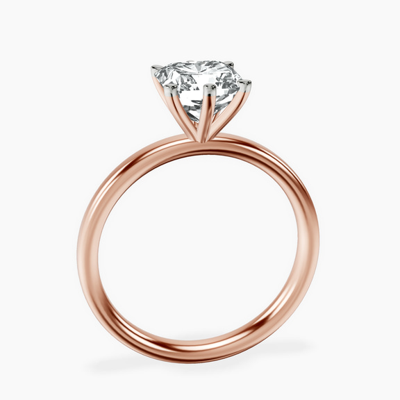 18kt Rose Gold Six Prong Solitaire 2mm Lab Diamond Ring side right image one
