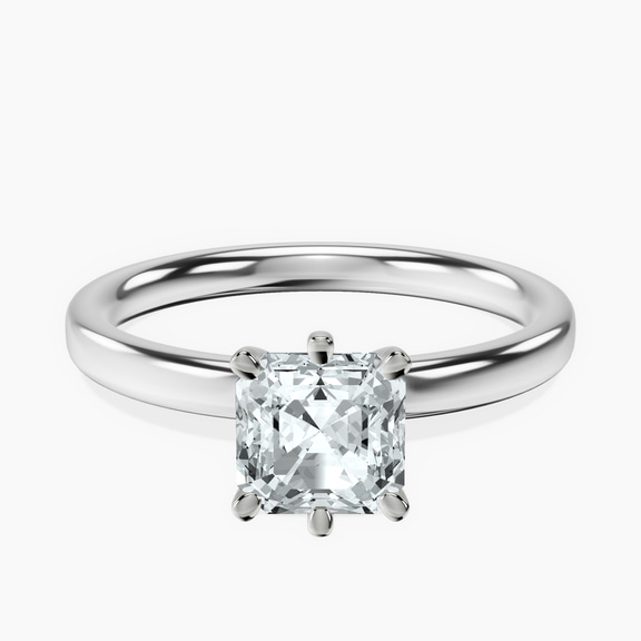 10kt White Gold Six Prong Solitaire 2mm Lab Diamond Ring front image
