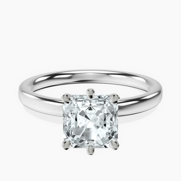 9ct White Gold Six Prong Solitaire 2mm Lab Diamond Ring front image