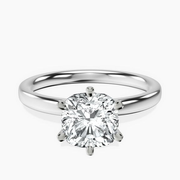 18ct White Gold Six Prong Solitaire 2mm Lab Diamond Ring front image