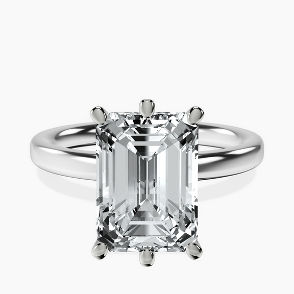 18kt White Gold Six Prong Solitaire 2mm Lab Diamond Ring front image