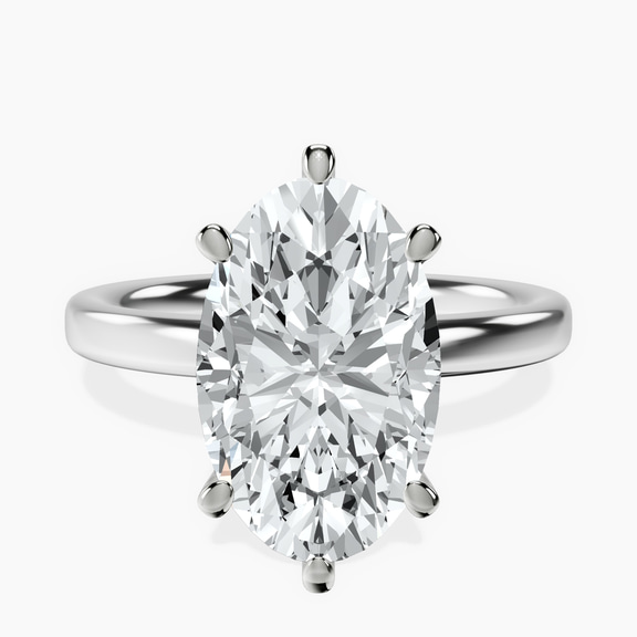 14kt White Gold Six Prong Solitaire 2mm Lab Diamond Ring front image