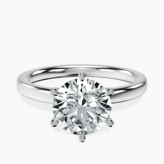 18ct White Gold Six Prong Solitaire 2mm Lab Diamond Ring front image