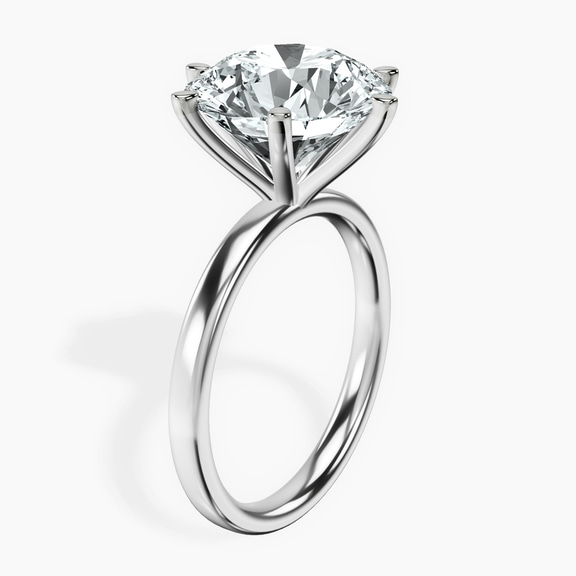 14kt White Gold Six Prong Solitaire 2mm Lab Diamond Ring standing product image one