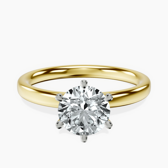 10kt Yellow Gold Six Prong Solitaire 2mm Lab Diamond Ring front image