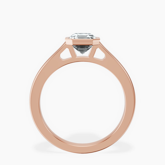 10kt Rose Gold Bezel Set Solitaire Lab Diamond Ring side right image one
