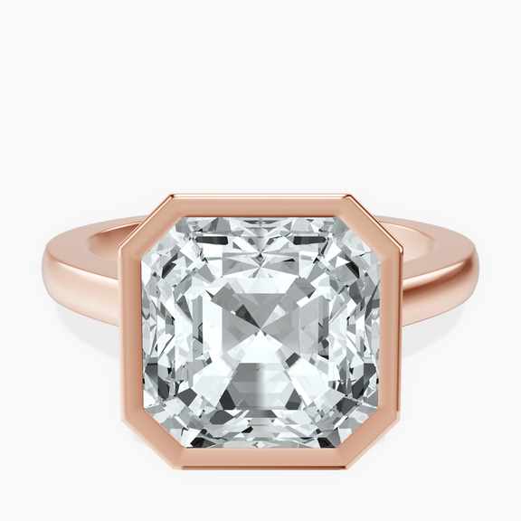 18kt Rose Gold Bezel Set Solitaire Lab Diamond Ring front image