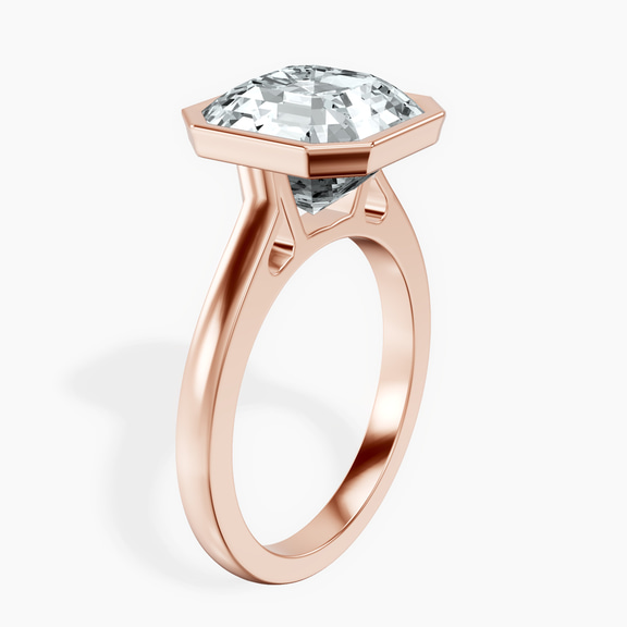 18kt Rose Gold Bezel Set Solitaire Lab Diamond Ring standing product image one