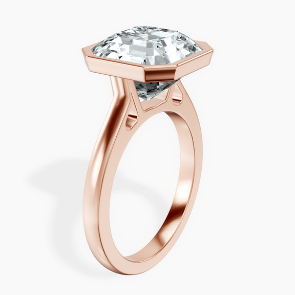 18kt Rose Gold Bezel Set Solitaire Lab Diamond Ring standing product image one