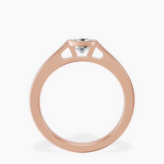 10kt Rose Gold Bezel Set Solitaire Lab Diamond Ring side right image one