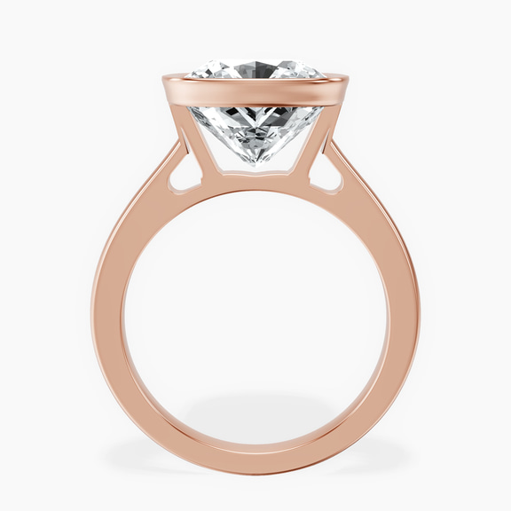 14kt Rose Gold Bezel Set Solitaire Lab Diamond Ring side right image one