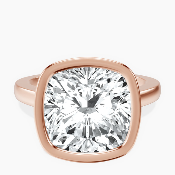 10kt Rose Gold Bezel Set Solitaire Lab Diamond Ring front image