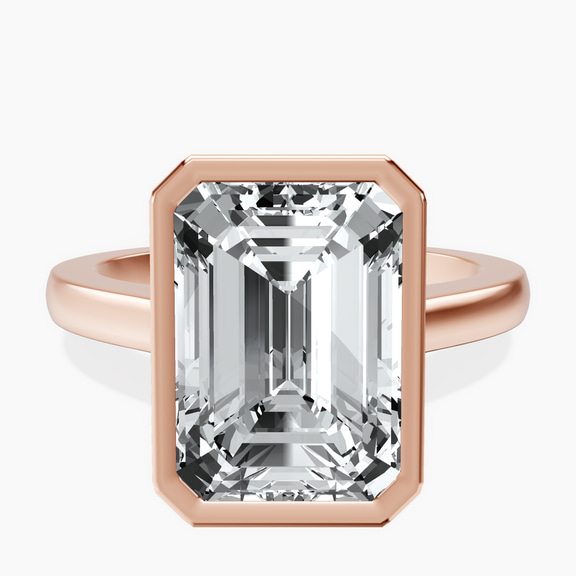 10kt Rose Gold Bezel Set Solitaire Lab Diamond Ring front image
