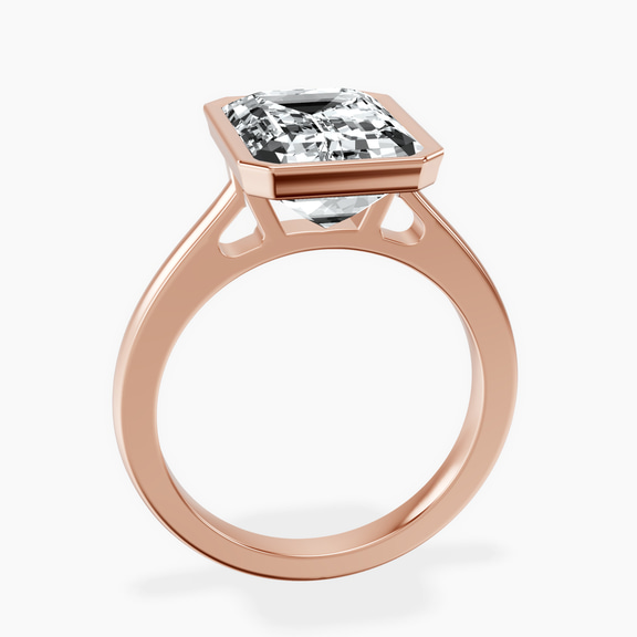 10kt Rose Gold Bezel Set Solitaire Lab Diamond Ring side right image one