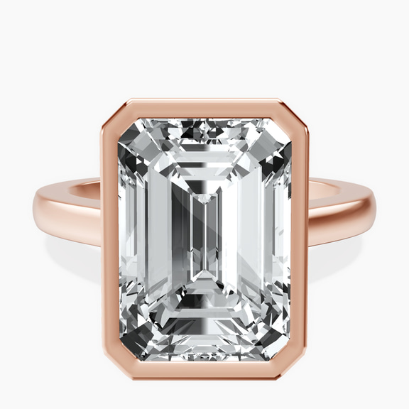 10kt Rose Gold Bezel Set Solitaire Lab Diamond Ring front image