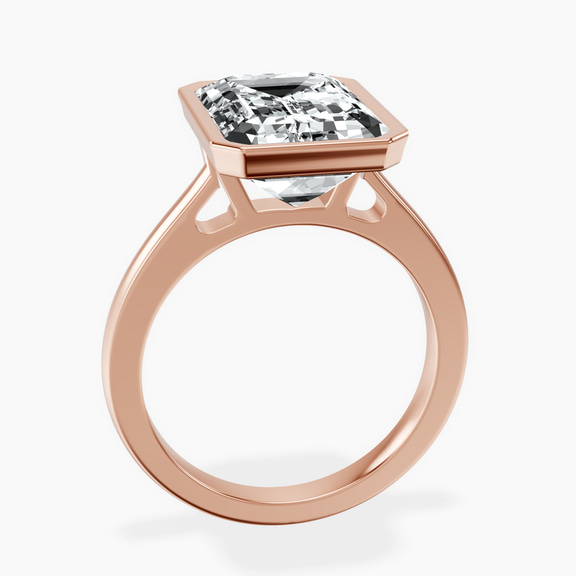 10kt Rose Gold Bezel Set Solitaire Lab Diamond Ring side right image one