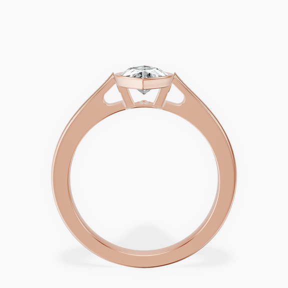 14kt Rose Gold Bezel Set Solitaire Lab Diamond Ring side right image one
