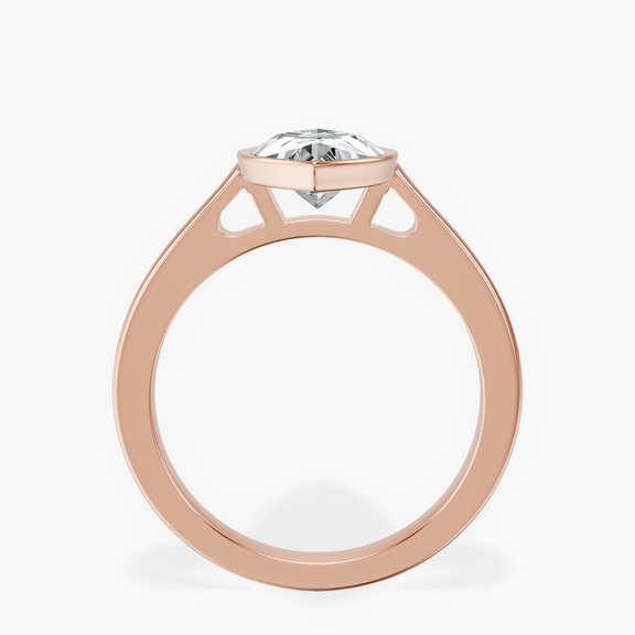 10kt Rose Gold Bezel Set Solitaire Lab Diamond Ring side right image one