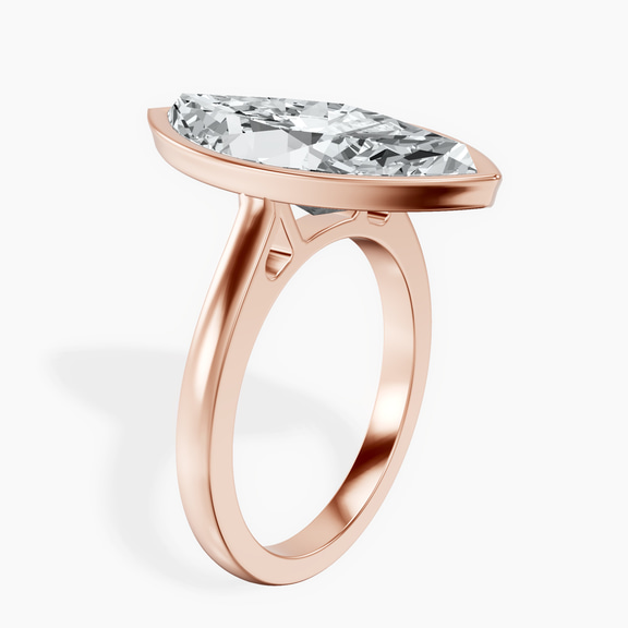 10kt Rose Gold Bezel Set Solitaire Lab Diamond Ring standing product image one