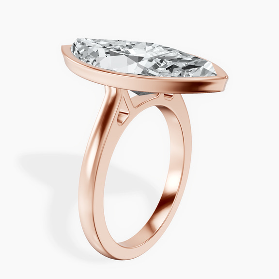 14kt Rose Gold Bezel Set Solitaire Lab Diamond Ring standing product image one