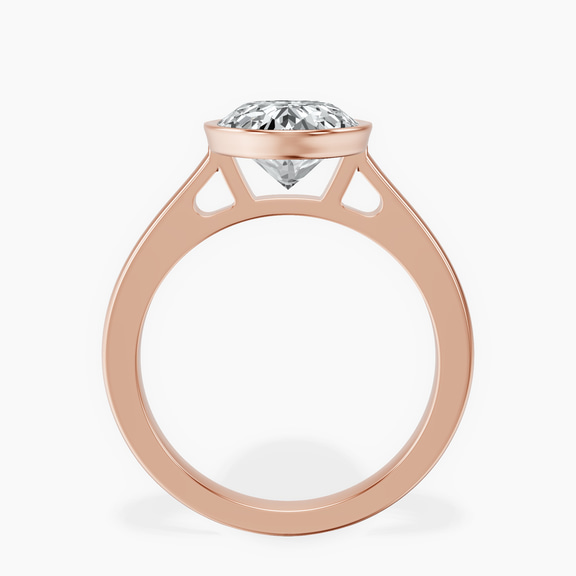 10kt Rose Gold Bezel Set Solitaire Lab Diamond Ring side right image one