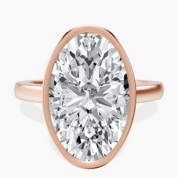 10kt Rose Gold Bezel Set Solitaire Lab Diamond Ring front image