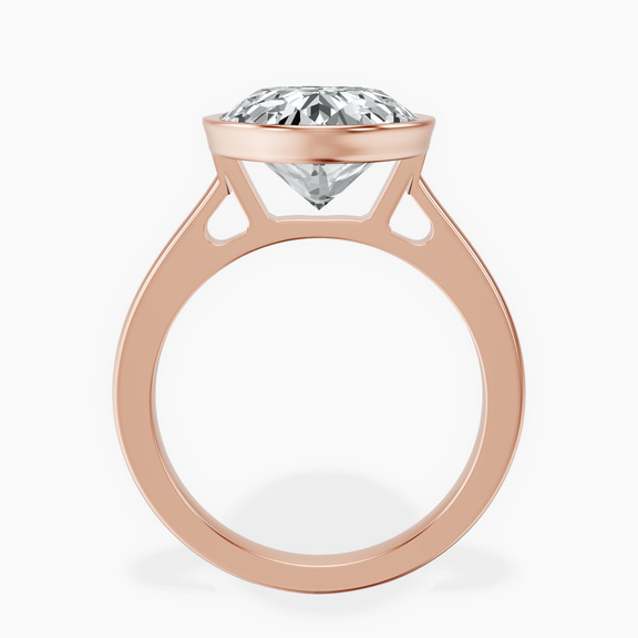 14kt Rose Gold Bezel Set Solitaire Lab Diamond Ring side right image one