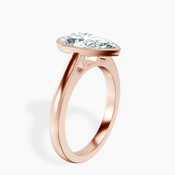 10kt Rose Gold Bezel Set Solitaire Lab Diamond Ring standing product image one