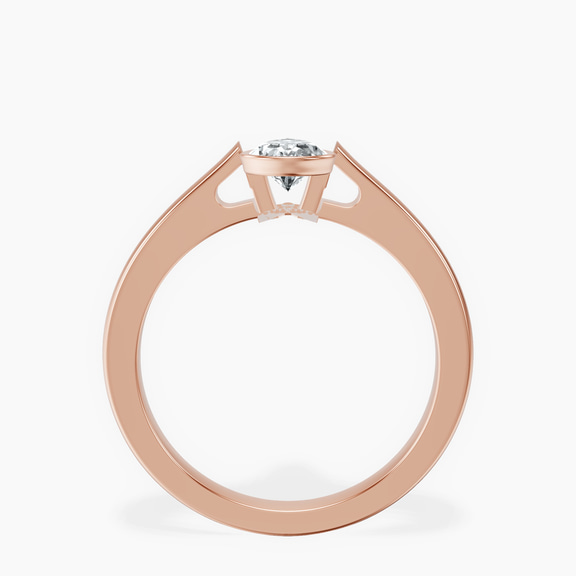 10kt Rose Gold Bezel Set Solitaire Lab Diamond Ring side right image one