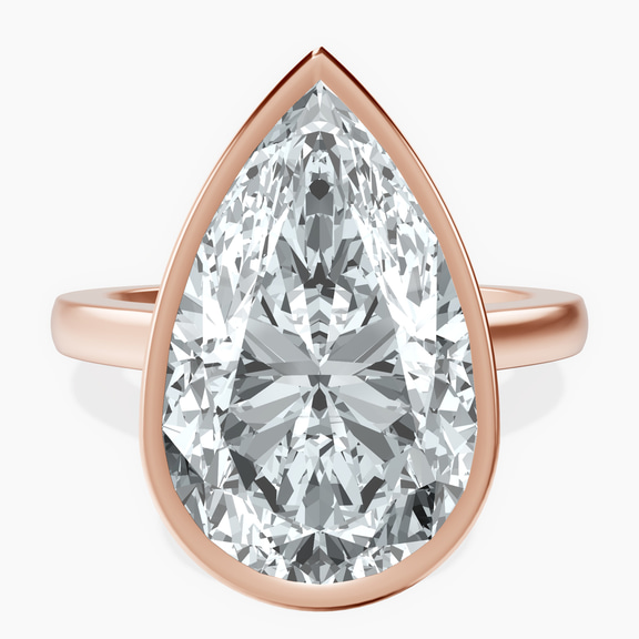 10kt Rose Gold Bezel Set Solitaire Lab Diamond Ring front image