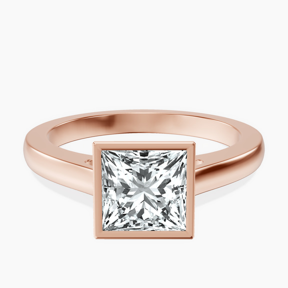 9ct Rose Gold Bezel Set Solitaire Lab Diamond Ring front image
