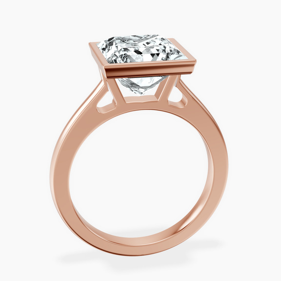 14kt Rose Gold Bezel Set Solitaire Lab Diamond Ring side right image one