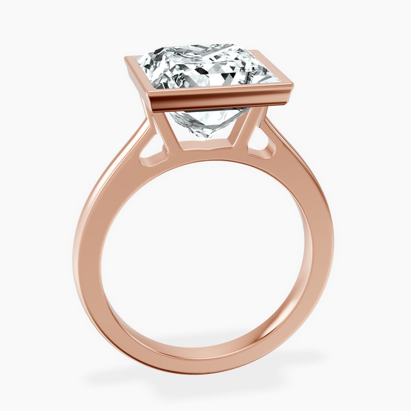10kt Rose Gold Bezel Set Solitaire Lab Diamond Ring side right image one
