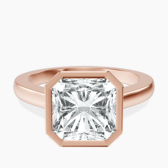 18kt Rose Gold Bezel Set Solitaire Lab Diamond Ring front image