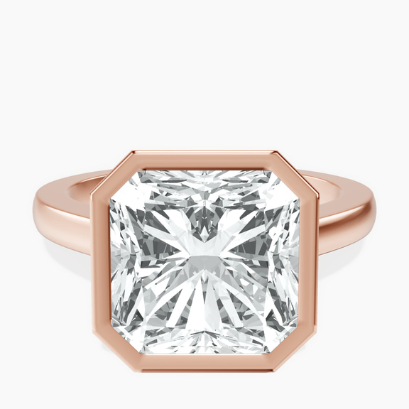 10kt Rose Gold Bezel Set Solitaire Lab Diamond Ring front image