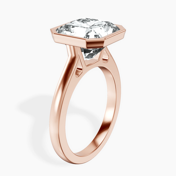 10kt Rose Gold Bezel Set Solitaire Lab Diamond Ring standing product image one