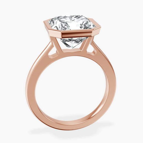 10kt Rose Gold Bezel Set Solitaire Lab Diamond Ring side right image one