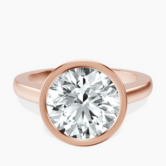 10kt Rose Gold Bezel Set Solitaire Lab Diamond Ring front image