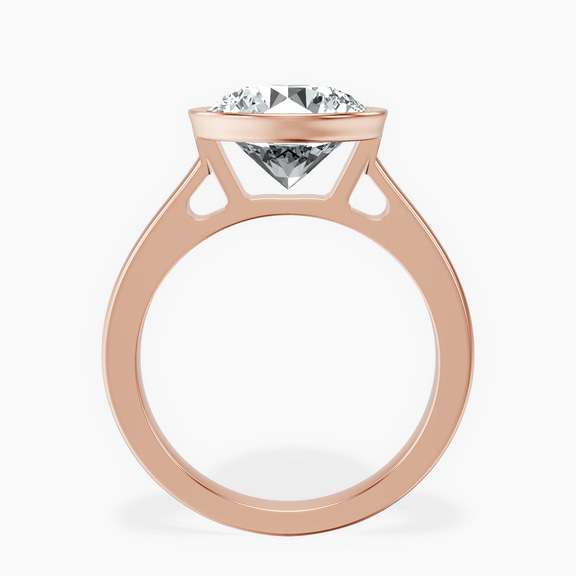 10kt Rose Gold Bezel Set Solitaire Lab Diamond Ring side right image one
