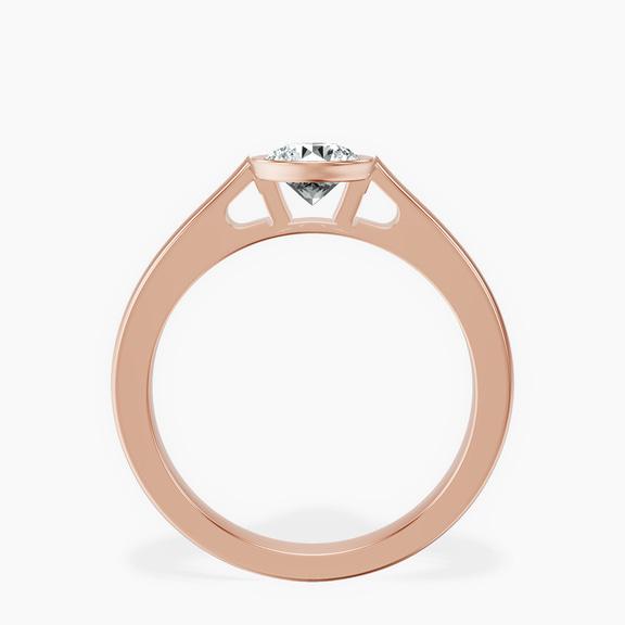 10kt Rose Gold Bezel Set Solitaire Lab Diamond Ring side right image one