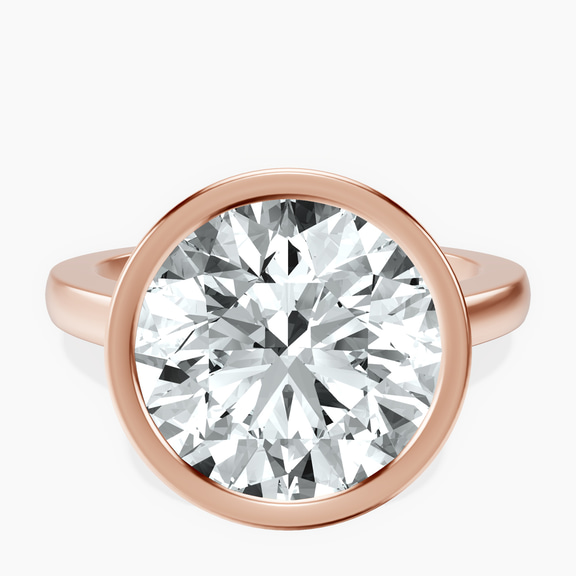 14kt Rose Gold Bezel Set Solitaire Lab Diamond Ring front image