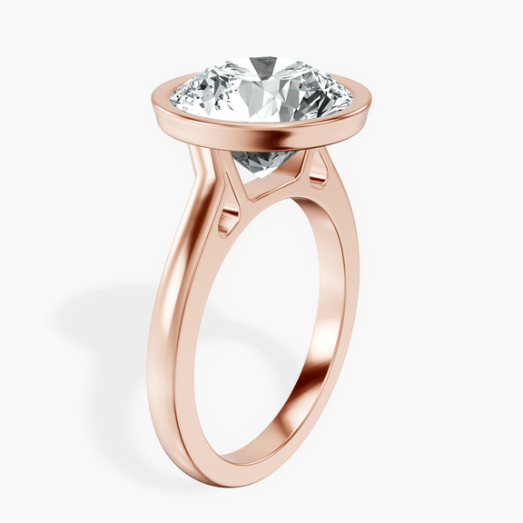 14kt Rose Gold Bezel Set Solitaire Lab Diamond Ring standing product image one