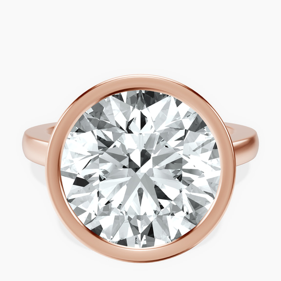 14kt Rose Gold Bezel Set Solitaire Lab Diamond Ring front image