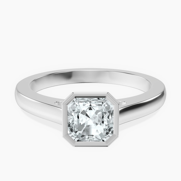 Platinum Bezel Set Solitaire Lab Diamond Ring front image