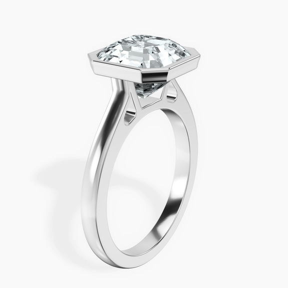 Platinum Bezel Set Solitaire Lab Diamond Ring standing product image one
