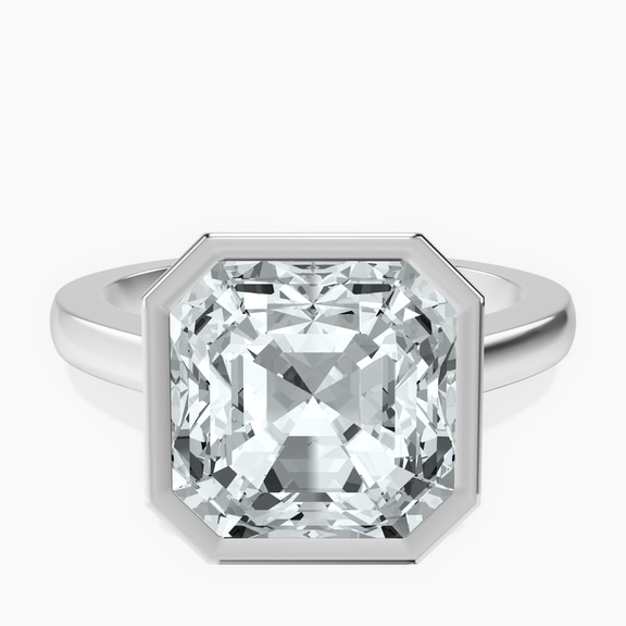 14kt White Gold Bezel Set Solitaire Lab Diamond Ring front image