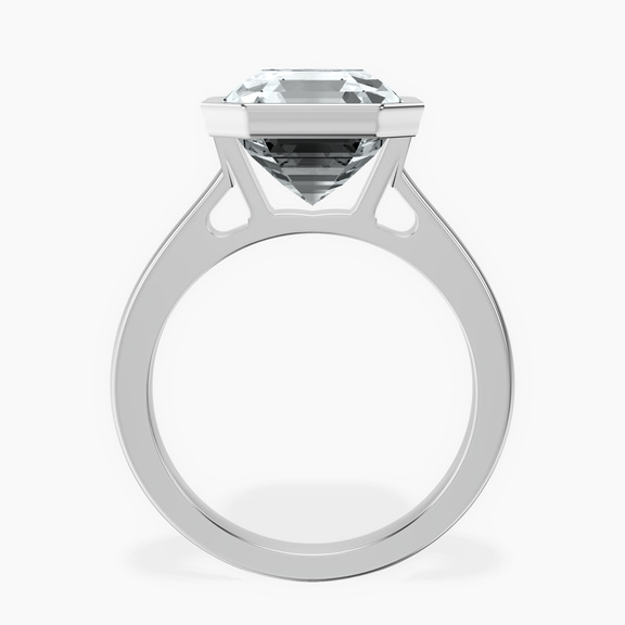 14kt White Gold Bezel Set Solitaire Lab Diamond Ring side right image one