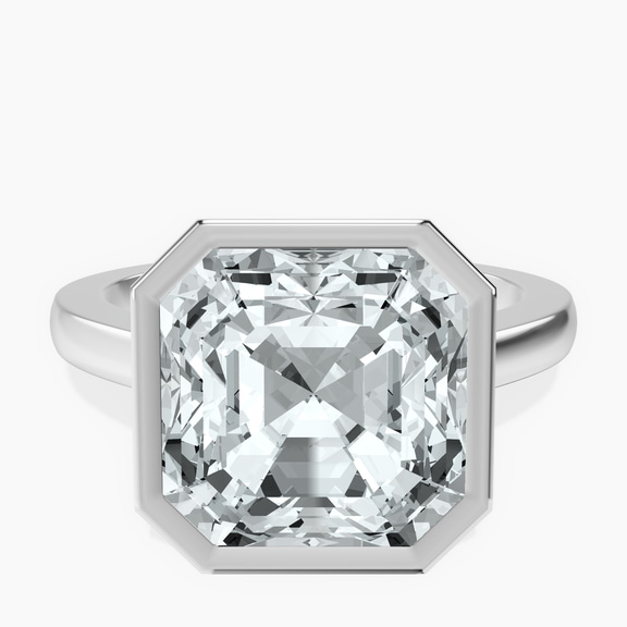 Platinum Bezel Set Solitaire Lab Diamond Ring front image