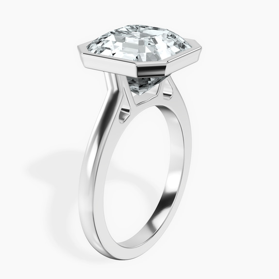 Platinum Bezel Set Solitaire Lab Diamond Ring standing product image one